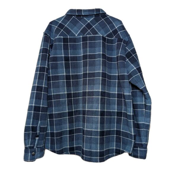 Voyager Mens Super Plush Shirt Jacket Shacket Plaid Blue Snap Button Big Sz 3XL - Picture 7 of 12